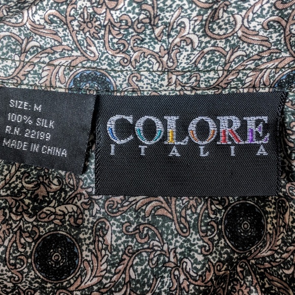 VTG 80s Colore Italia Silk Collar Button Up - Picture 7 of 7